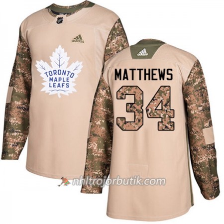 Män Ishockey Toronto Maple Leafs Tröja Auston Matthews 34 Adidas 2017-2018 Camo Veterans Day Practice Authentic